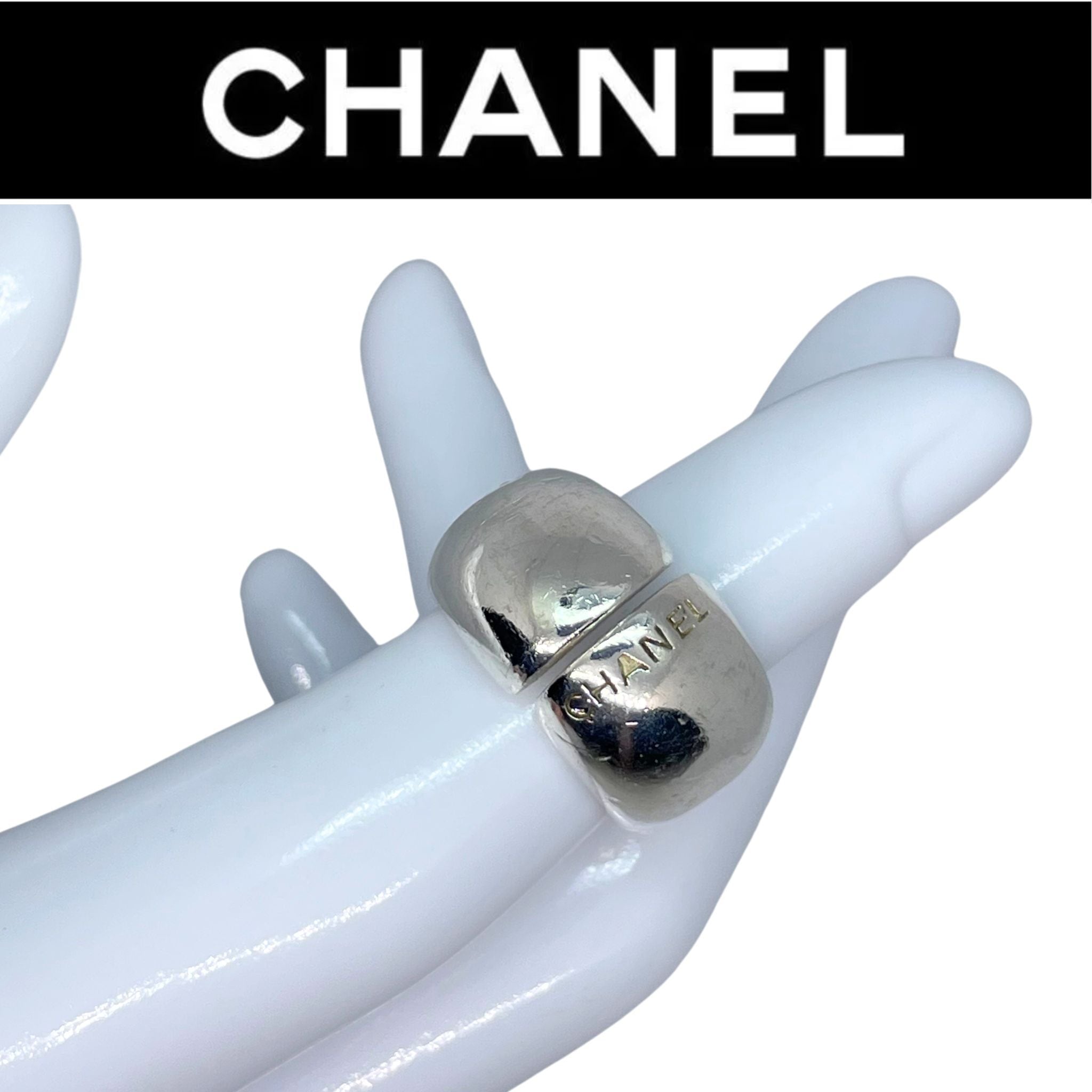 シャネル C H A N E L ロゴ入りシルバーリング