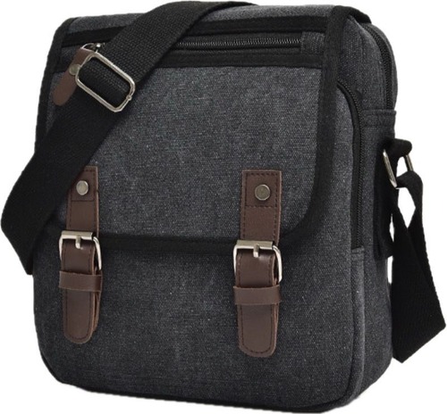 キャンバス ショルダーバッグ メンズ レディース 大容量 カジュアル 通勤 通学 旅行 ブラック