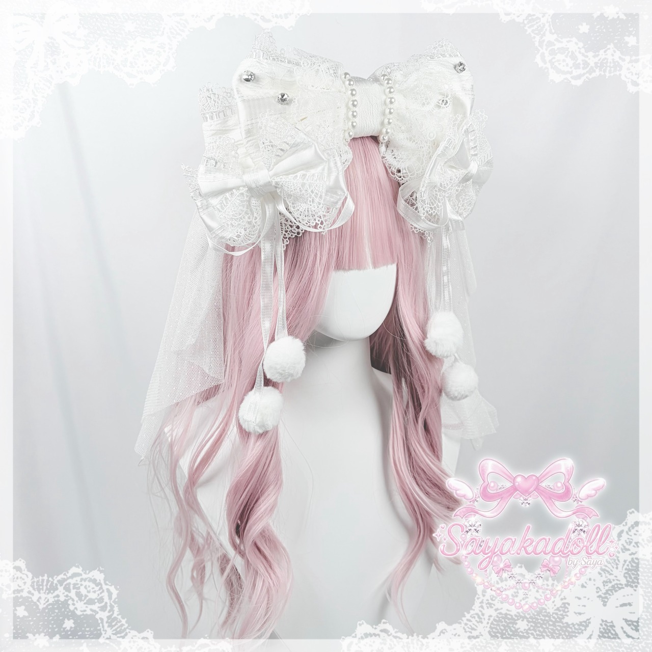 ♡【全4色】MAID 3way マシュマロリボンの夢色フリルレースリボンヘアクリップ light blue ♡