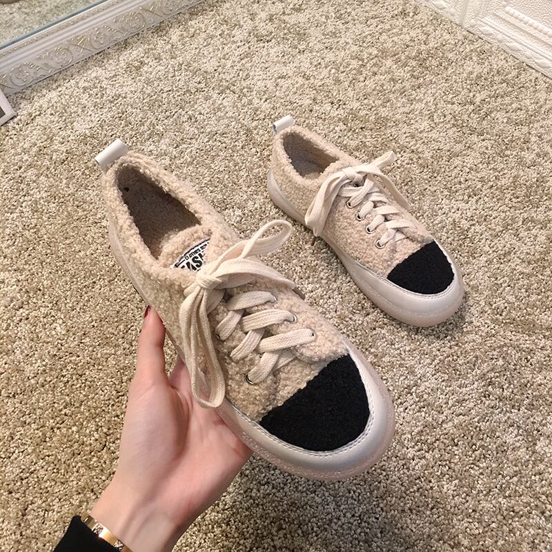 ウィンターベルベットカジュアル 靴 シューズ コットン レース スニーカー 冬物 レースアップ フェイクシューズ26064968311