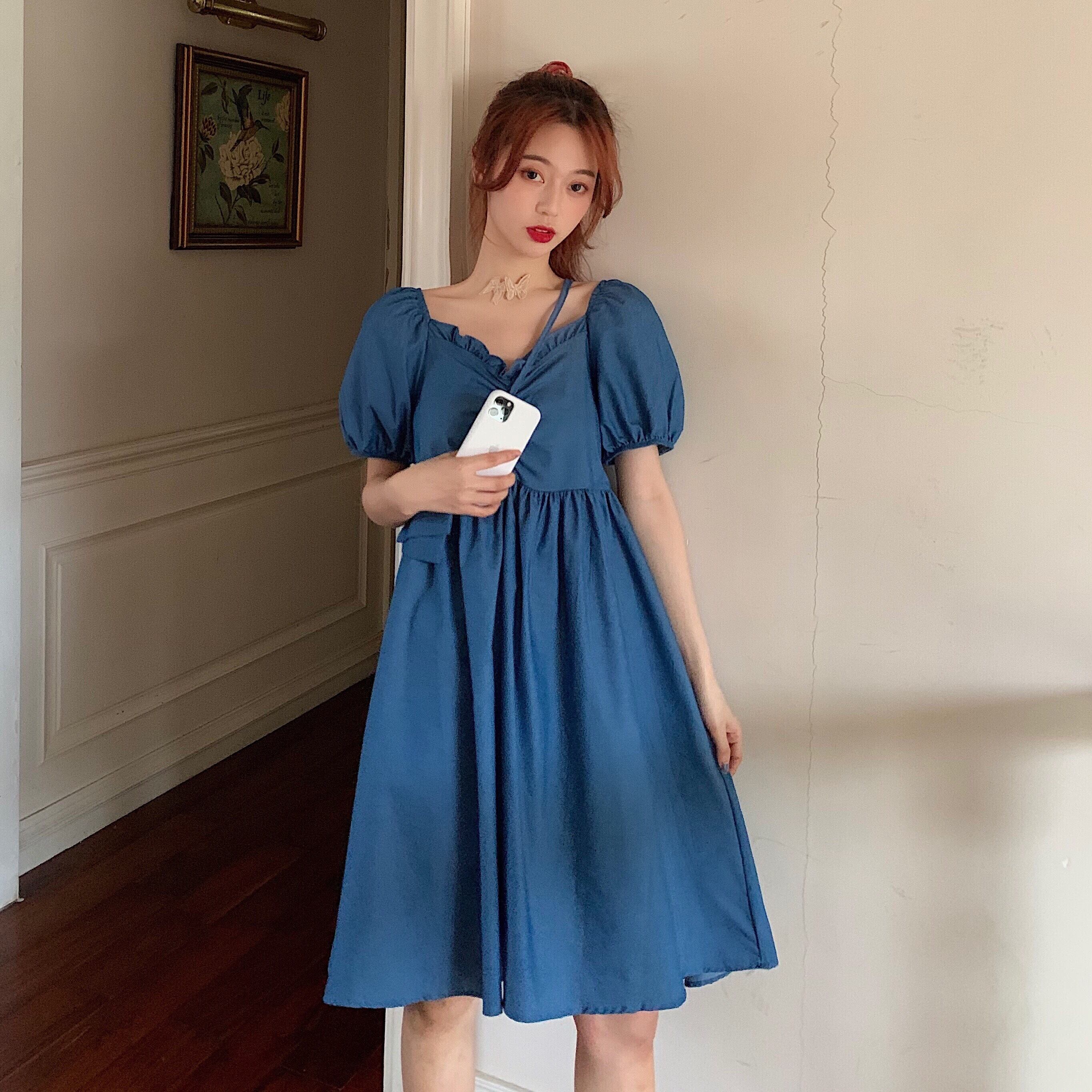 スプリングドレス スタンダードウェストAラインスカート レトロ 春物 1号婦人26211141346