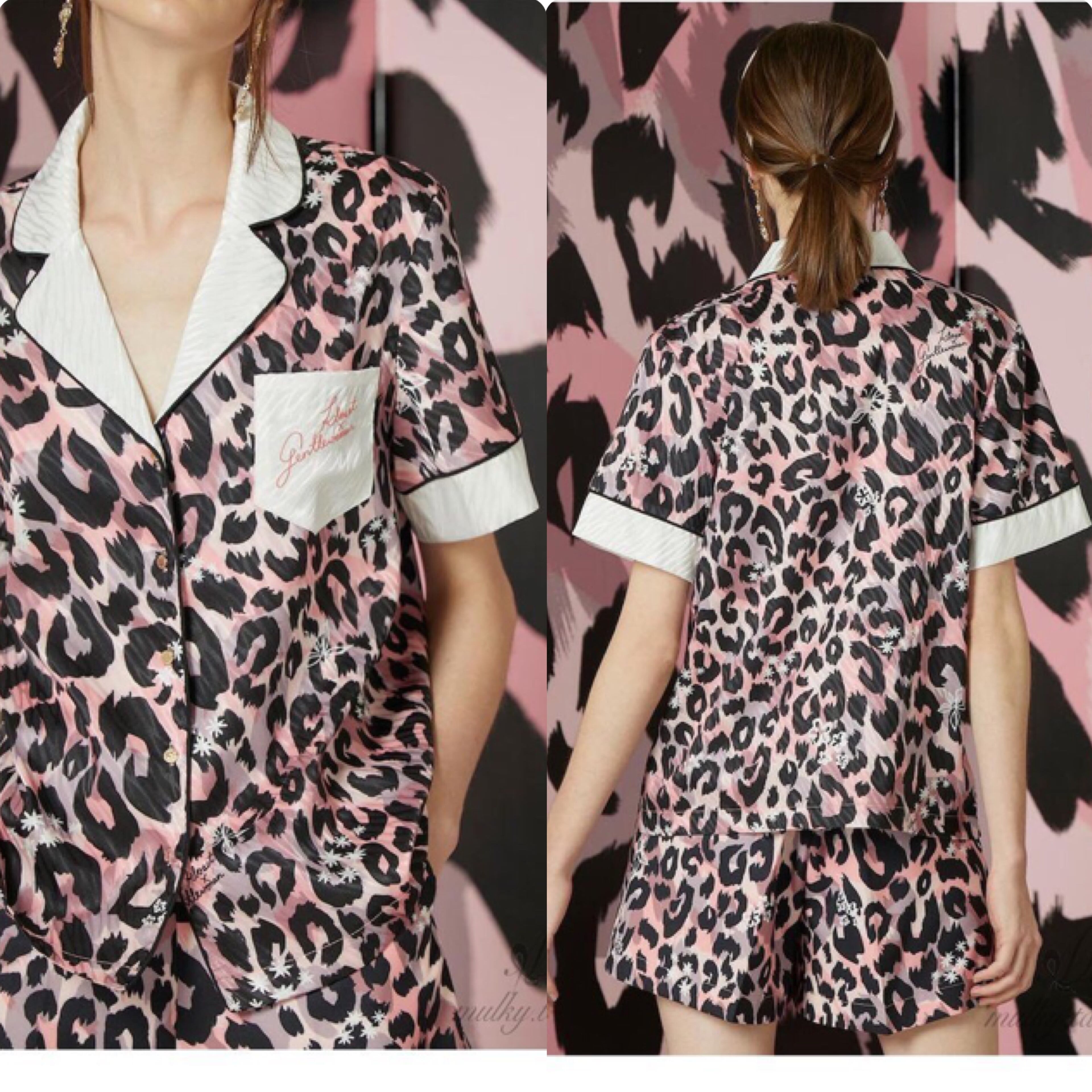 わずか【2カラー】【セットアップ】レオパード ヒョウ柄 ピンク