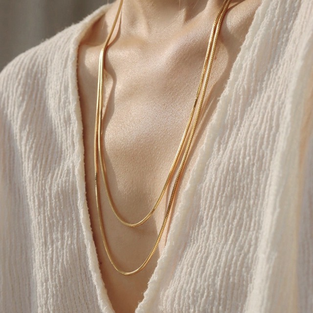 Double line long necklace