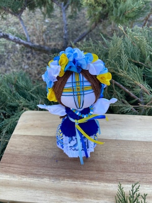 UA.Designer手作りモタンカ 14cm（ウクライナの御守り）スタンド付き