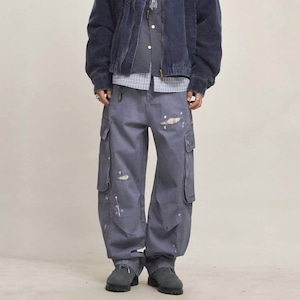 Distressed paint splatter cargo pants 1296