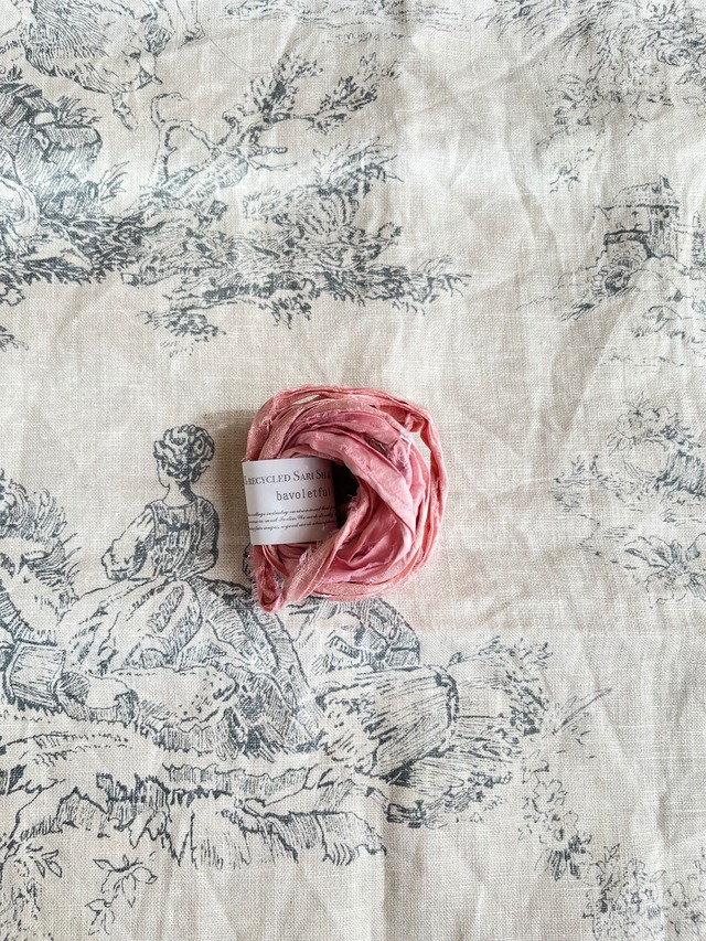 リサイクル サリー シルク リボンRecycled Sari silk ribbon  ／26-1.プラムピンク 3m