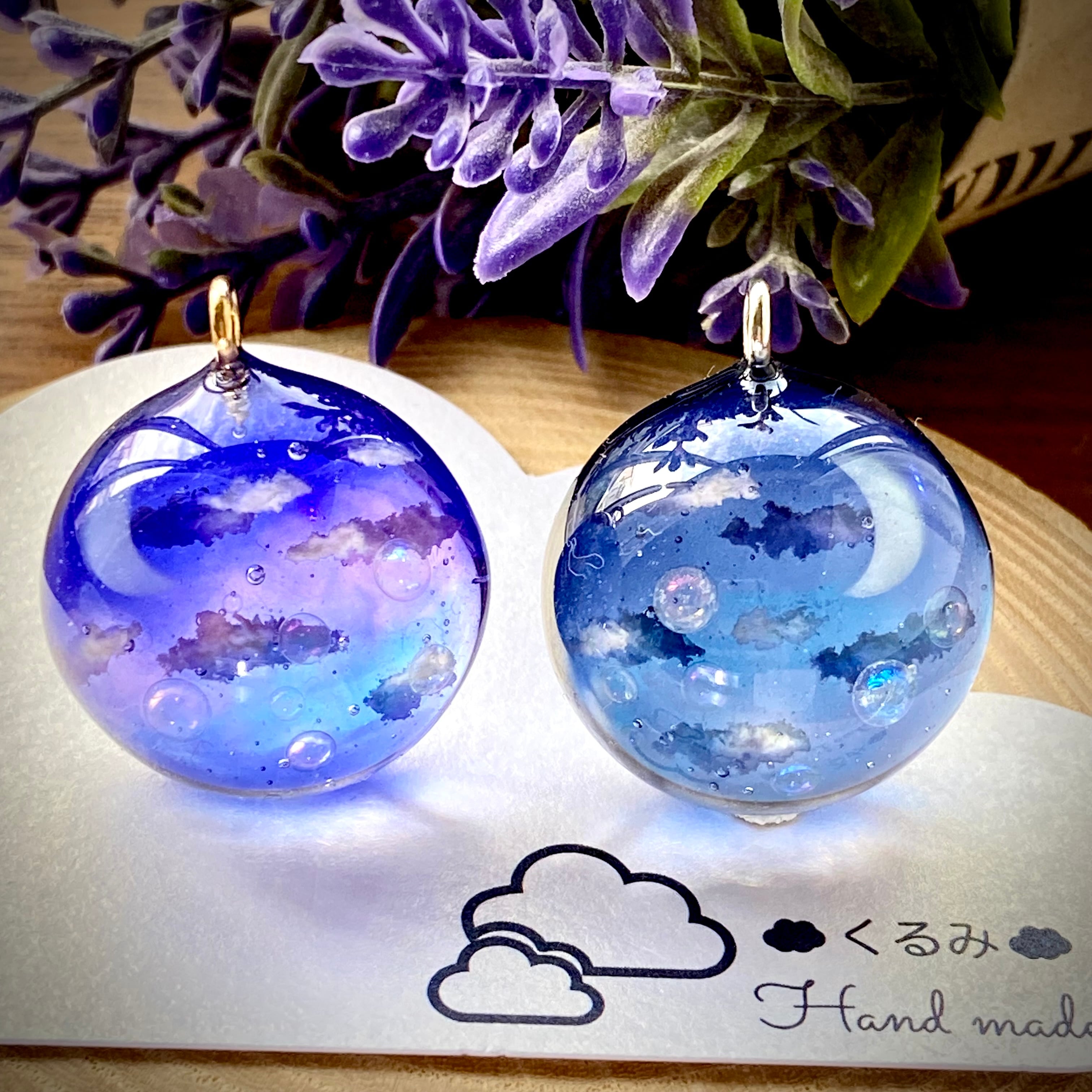 半球の雲レジン 夜空に浮かぶシャボン玉 大きめ E | くるみ☆Hand made☆