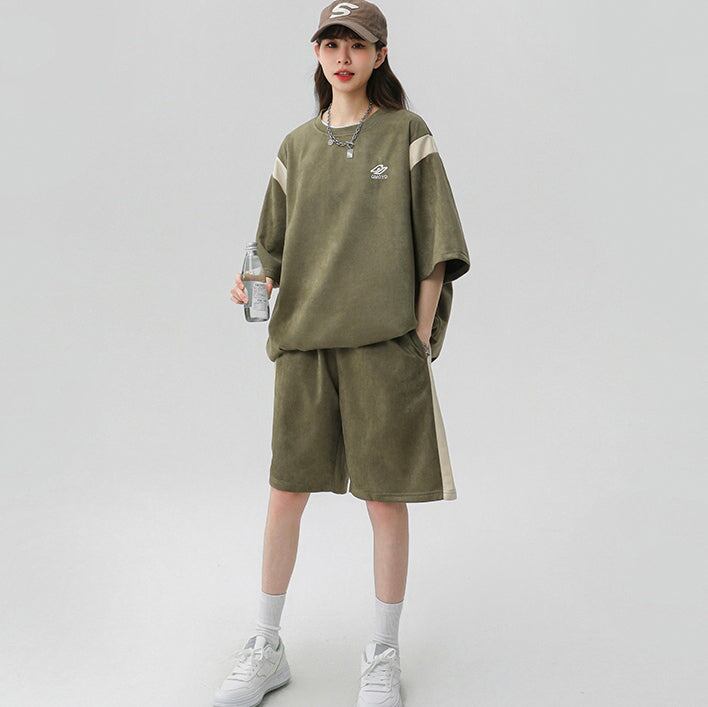 半袖 ジャージ セットアップ レディース 韓国 夏 Tシャツ ハーフパンツ