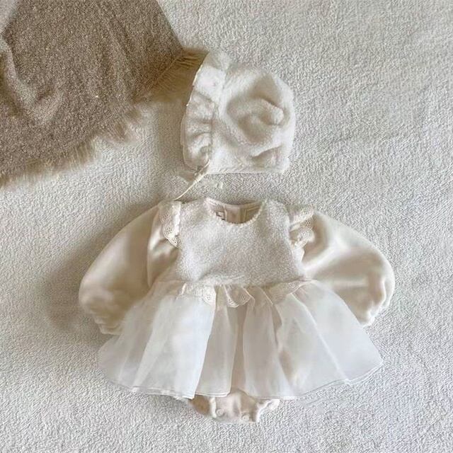 【BABY】プリンセスレース暖かいロンパース