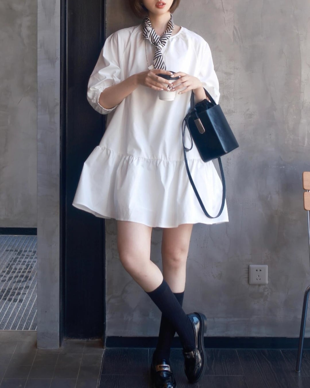 パフスリーブフレアミニスカート S25009