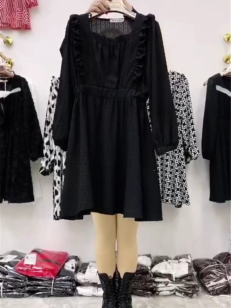 ドレス スプリングスタイルシャツ スカート 薄手 大きめサイズ 春物 ミックスインファッション66309640039