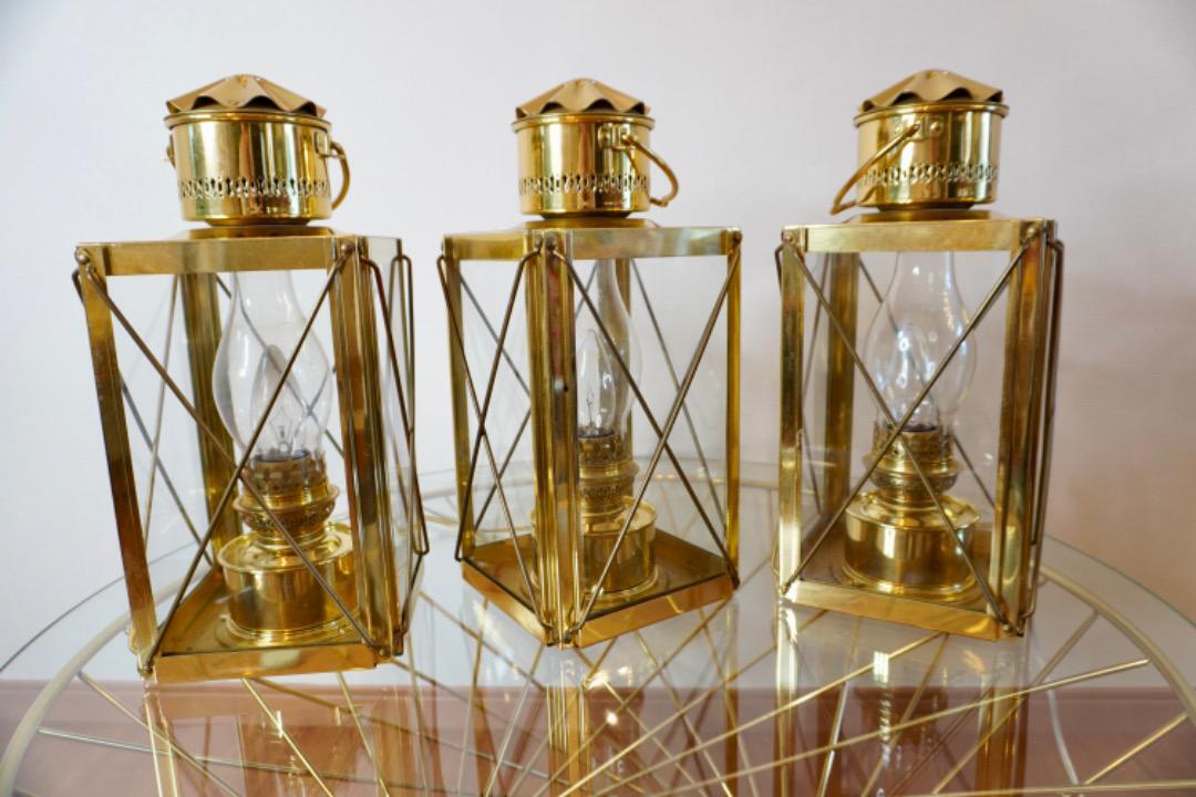 デンハーロッテルダム オランダ製 船舶燈ランプ 真鍮製 ３個セット デンハーロッテルダム オランダ製 船舶燈ランプ 真鍮製 3個セット