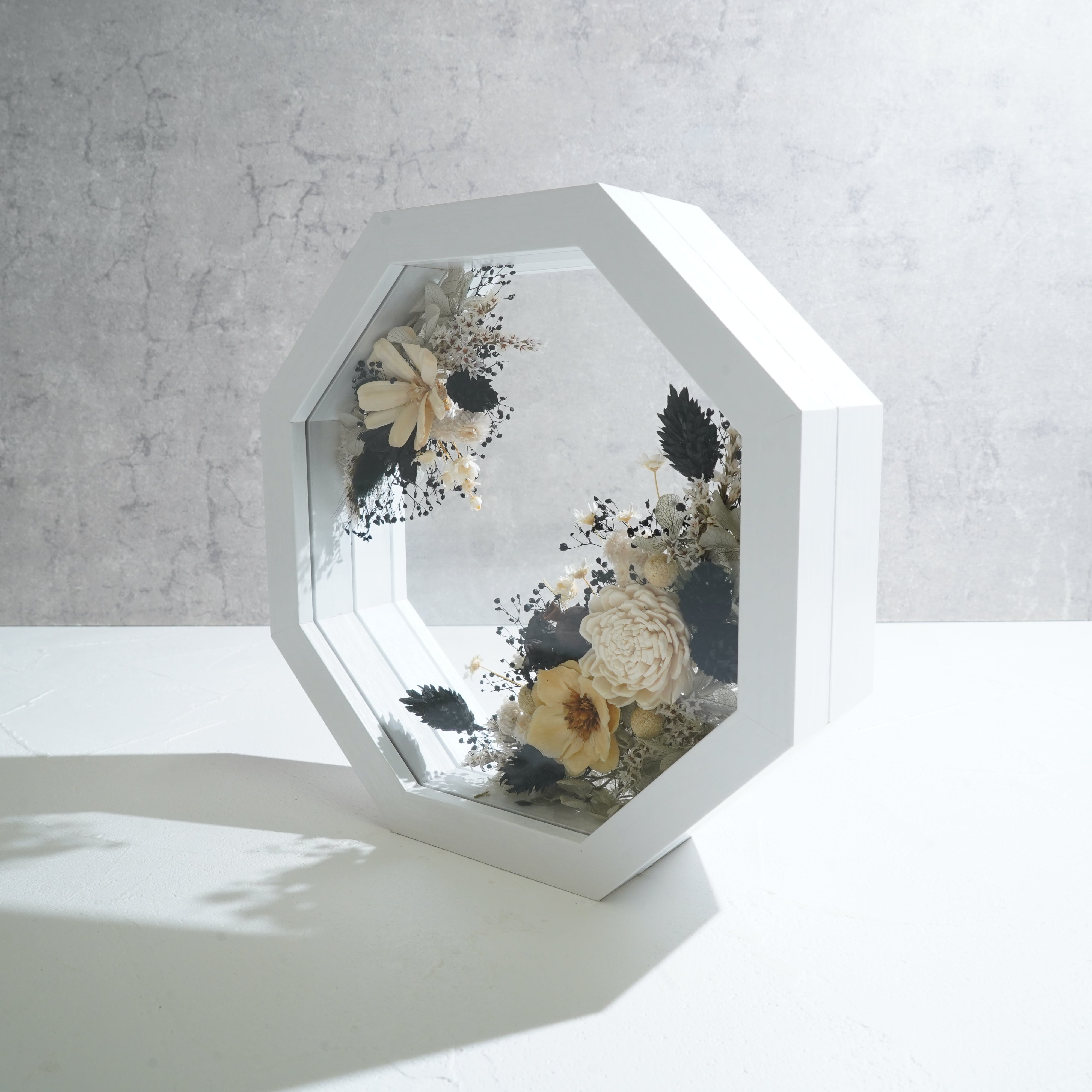 【ブラック】フレームフラワー 八角形 アートタイプ FO-55≪限定1点≫