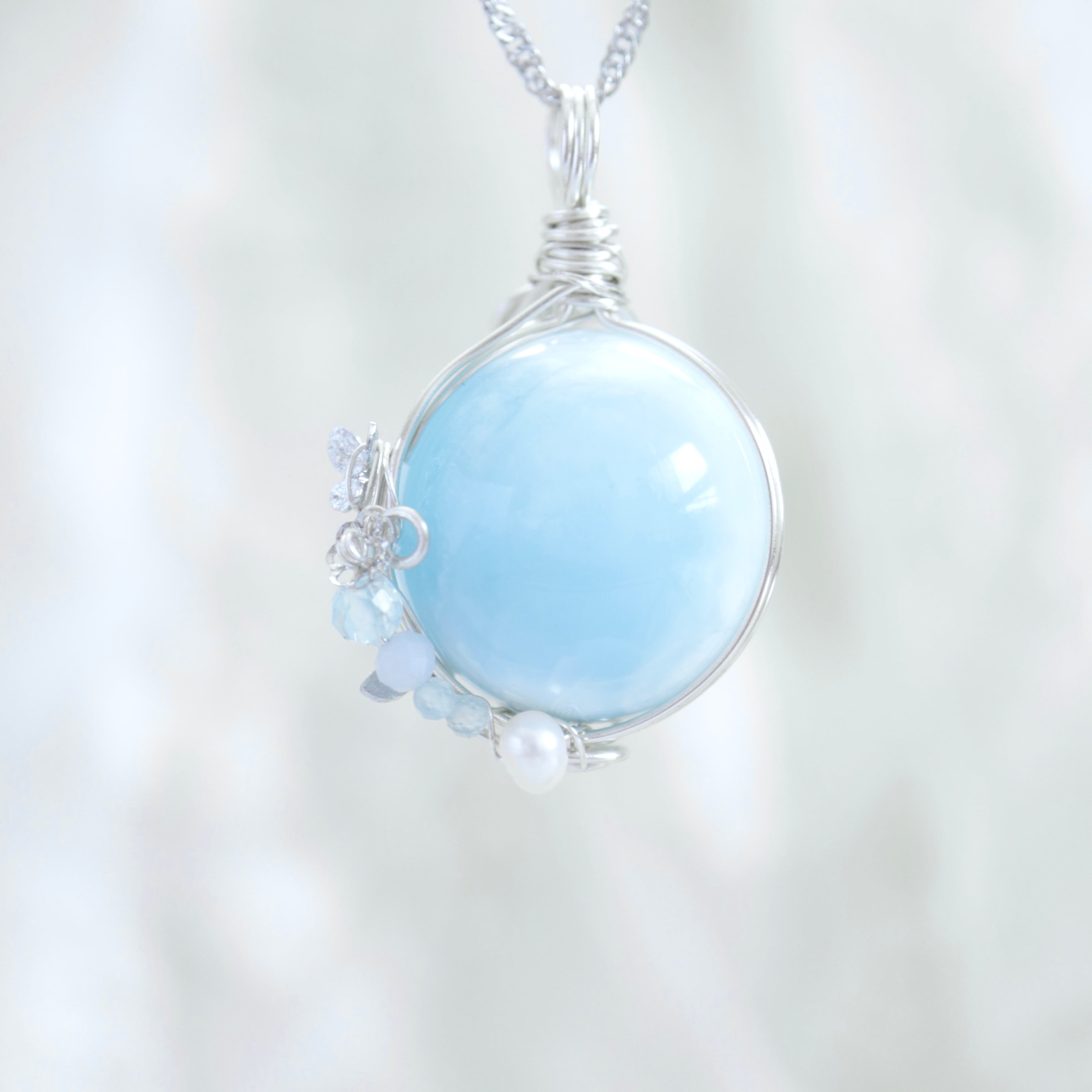 1点もの ラリマースフィア ワイヤーラッピング