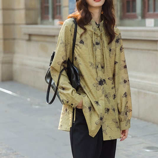 Flower print loose shirt S405