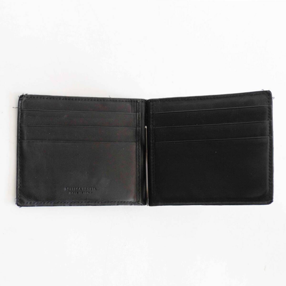 高級品】BOTTEGA VENETA【イントレチャート レザー マネークリップ付き