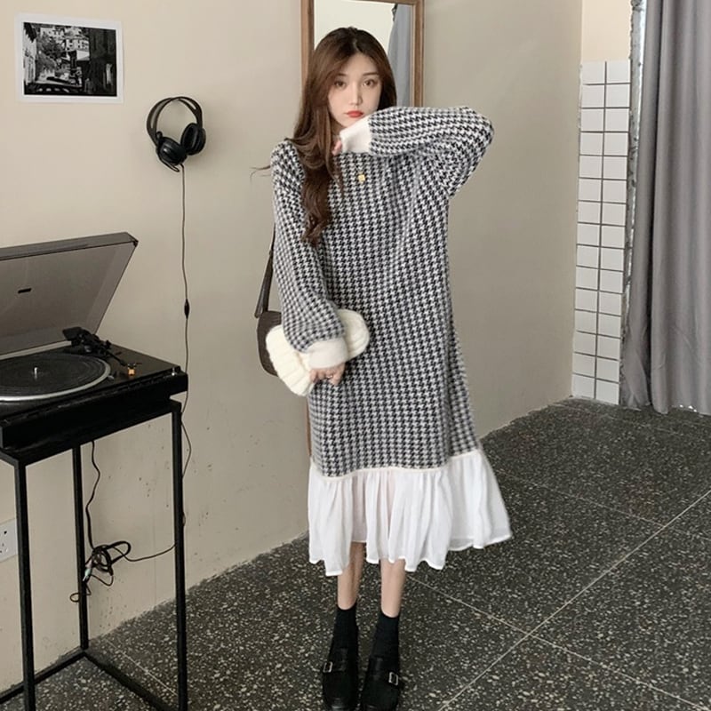 ロングセーター ドレス スプリングオータムニットスカート 春物 秋物 スーパーモール39612210554