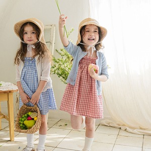 夏チェック柄キャミソールワンピース