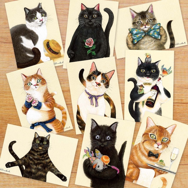 あなただけ見つめてる♪ ポストカードセット 9枚 / Staring Cat Postcard Set of 9