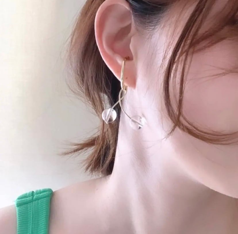 オーダーB:クリアイヤーカフ金箔銀箔銅箔　1点444円 耳の穴不要 イヤーカフ CZ 個性的 太陽 ノンホールピアス ゴールド