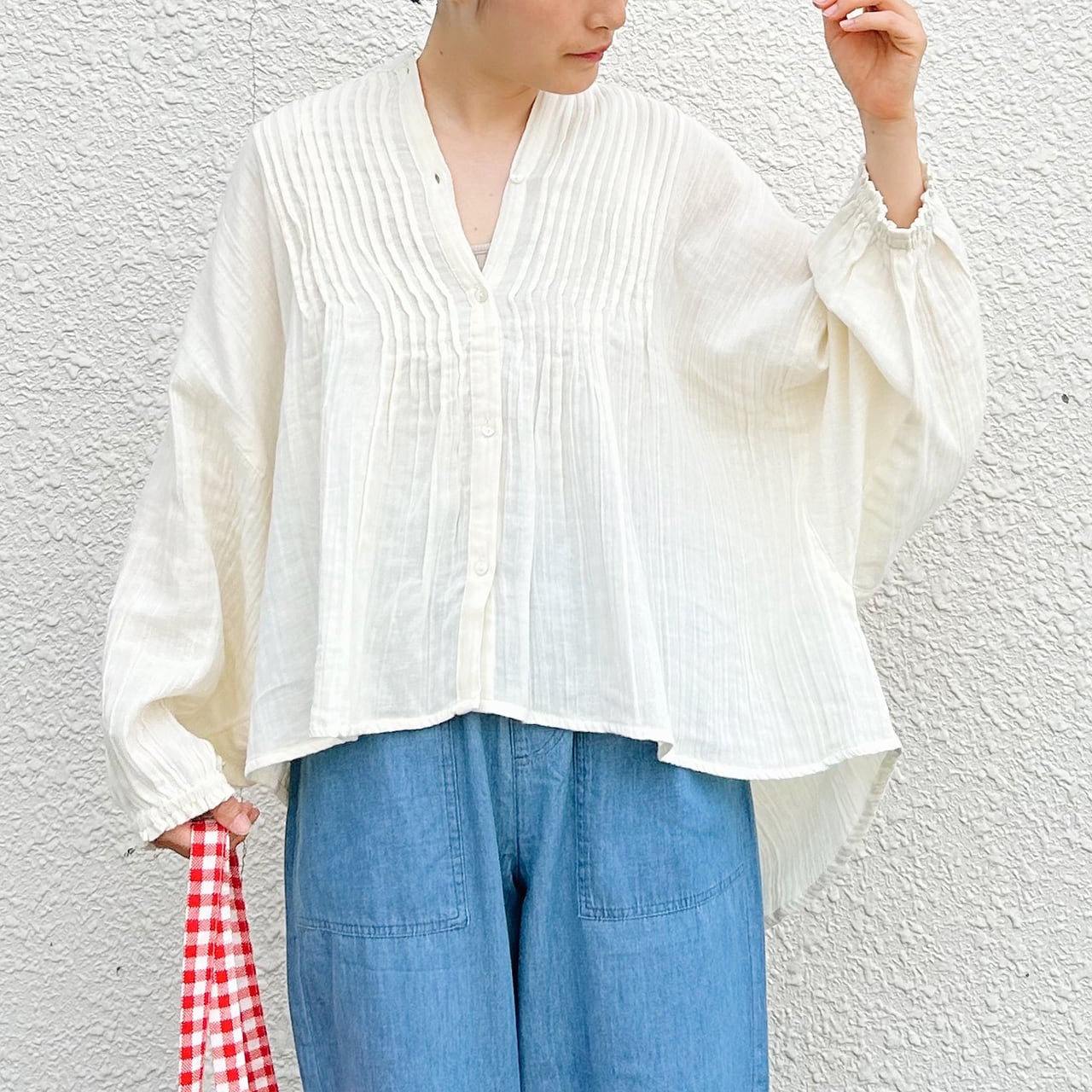 【2024SS】Double gauze pin tuck blouse