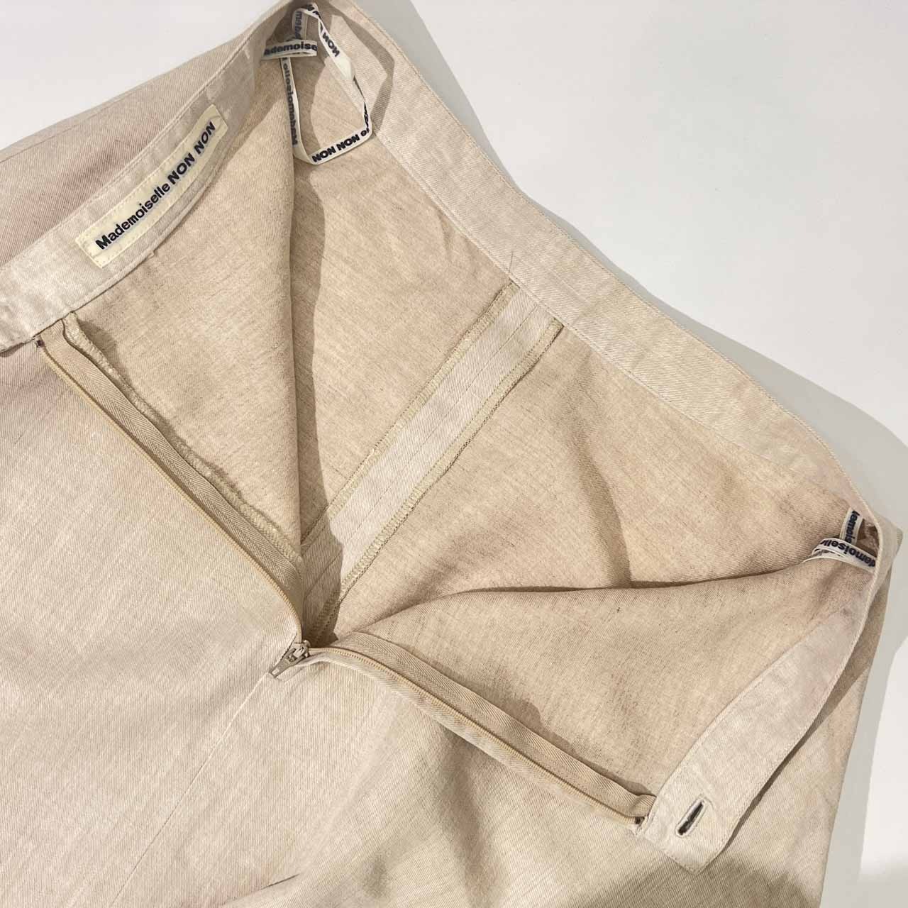 リネン100% Mademoiselle NON NON マドモアゼルノンノン 台形 スカート L/ベージュ系 レディース