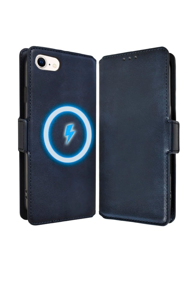 シズカウィルRe iPhone 8 / 7 用 手帳型 ケース MagSafe対応 本革調 ネイビー 1個入り
