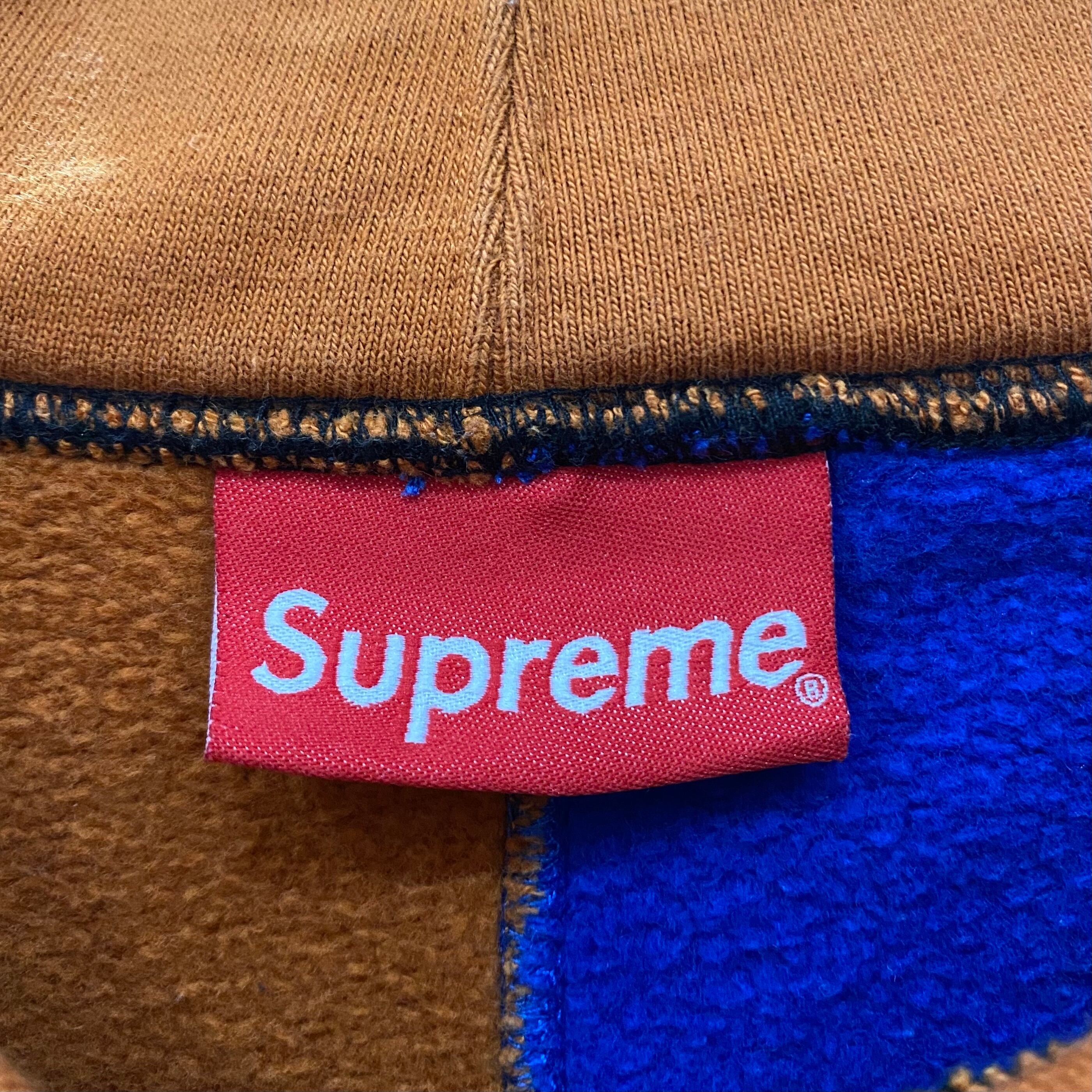 supreme シュプリーム トリコロールワンポイント刺繍ロゴ 長袖 フーディー パーカー Mサイズ 裏起毛 古着