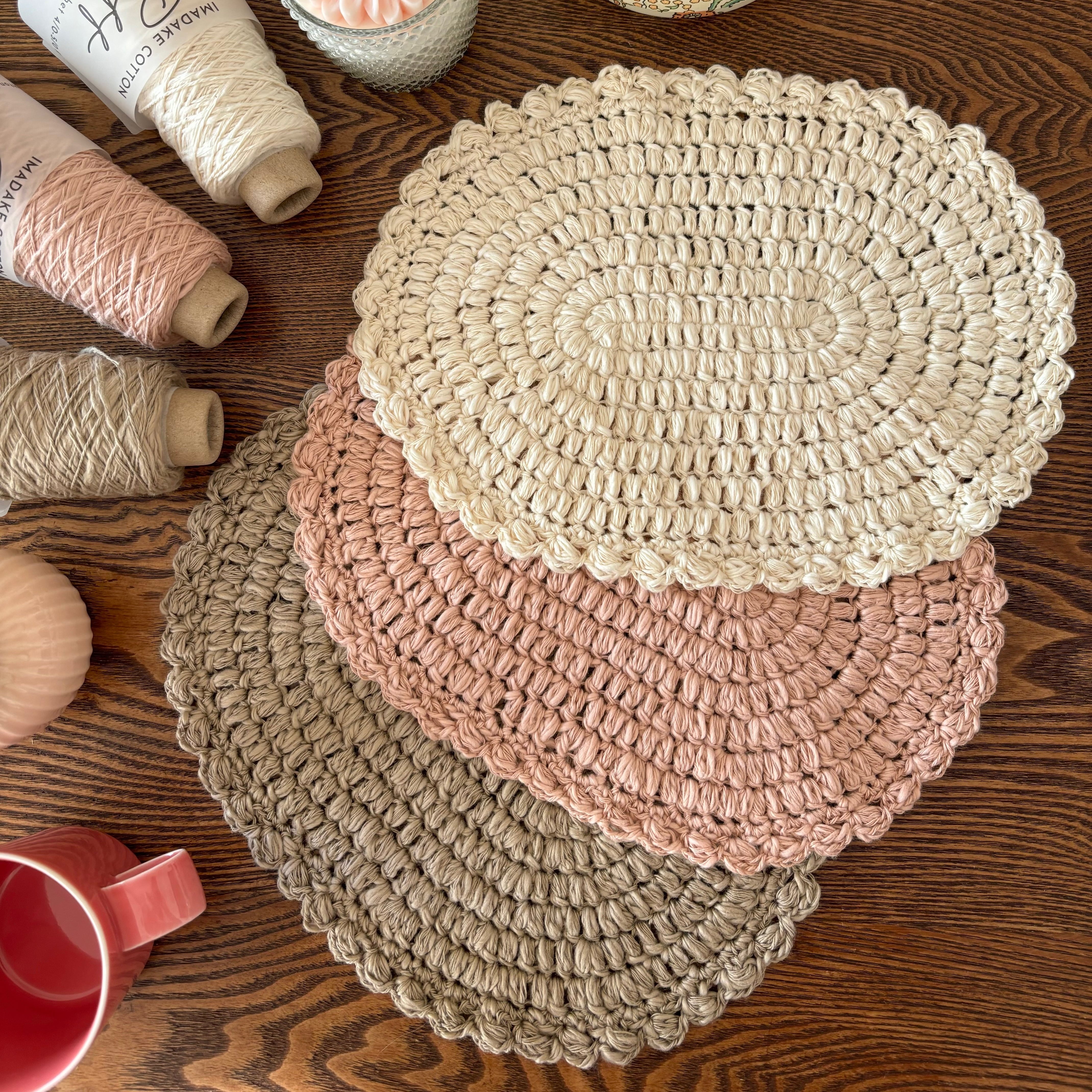 玉編みのオーバルインテリアマット｜uzu.さんコラボキット | ［hus