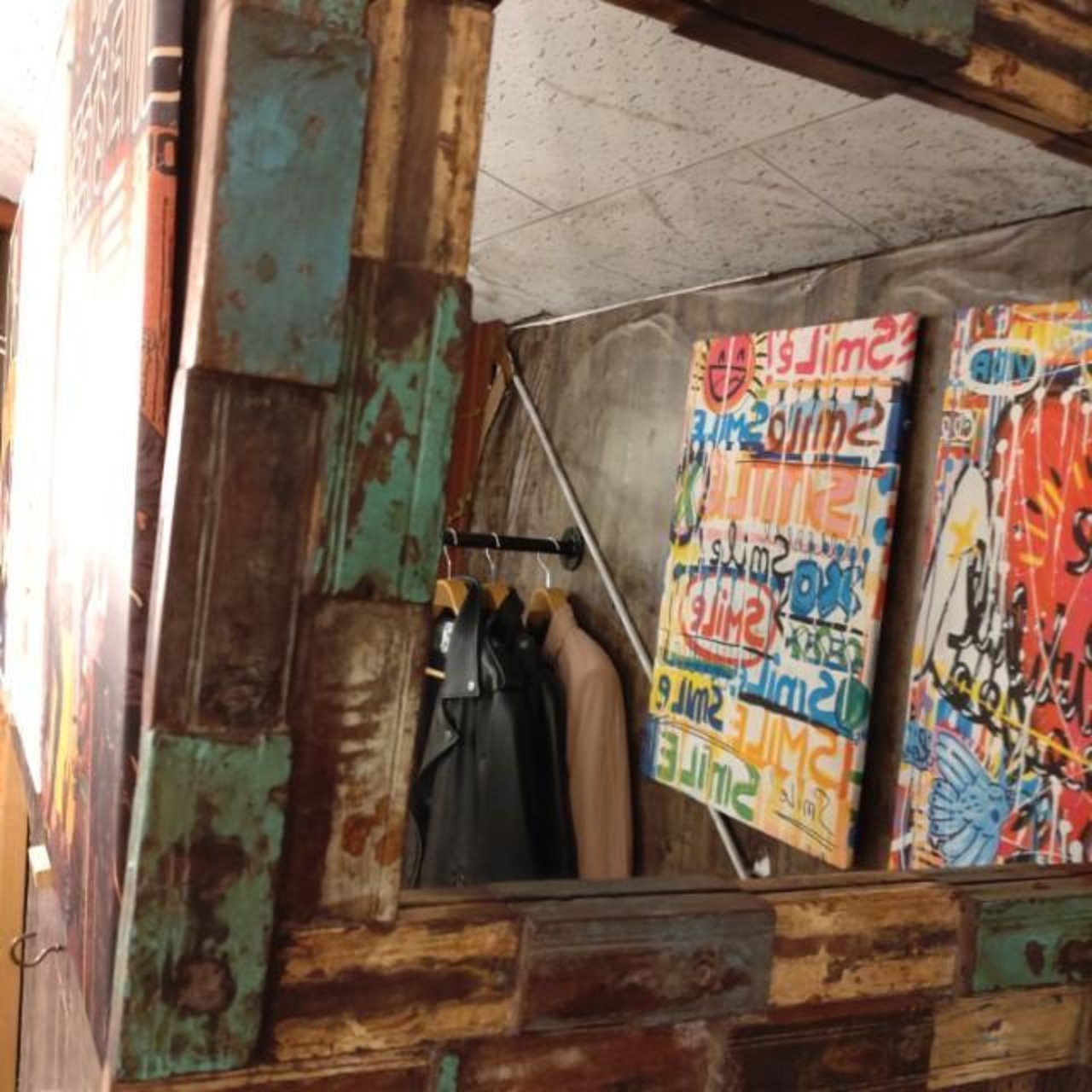 【One-of-a-kind-item】Vintage Mirror　Wood Mirror　Wallhanging Mirror　Full-length Mirror　