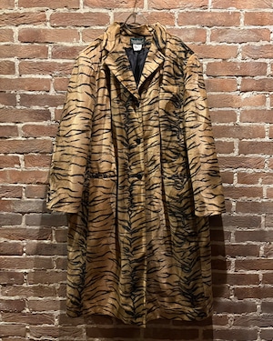 【Caka act3】Tiger Pattern Vintage Faux Fur Chester Long Coat