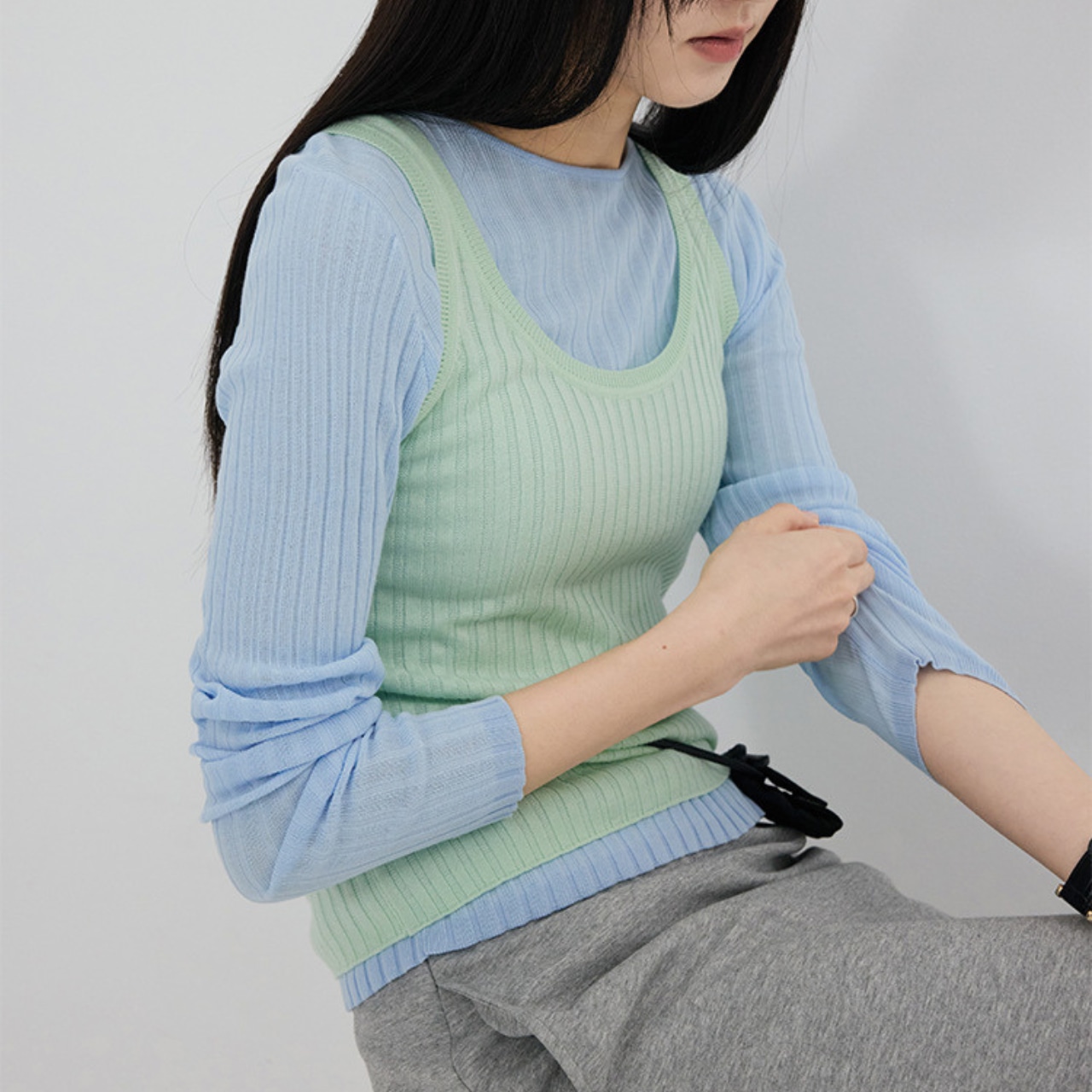 rib tank top【8color】 T4342