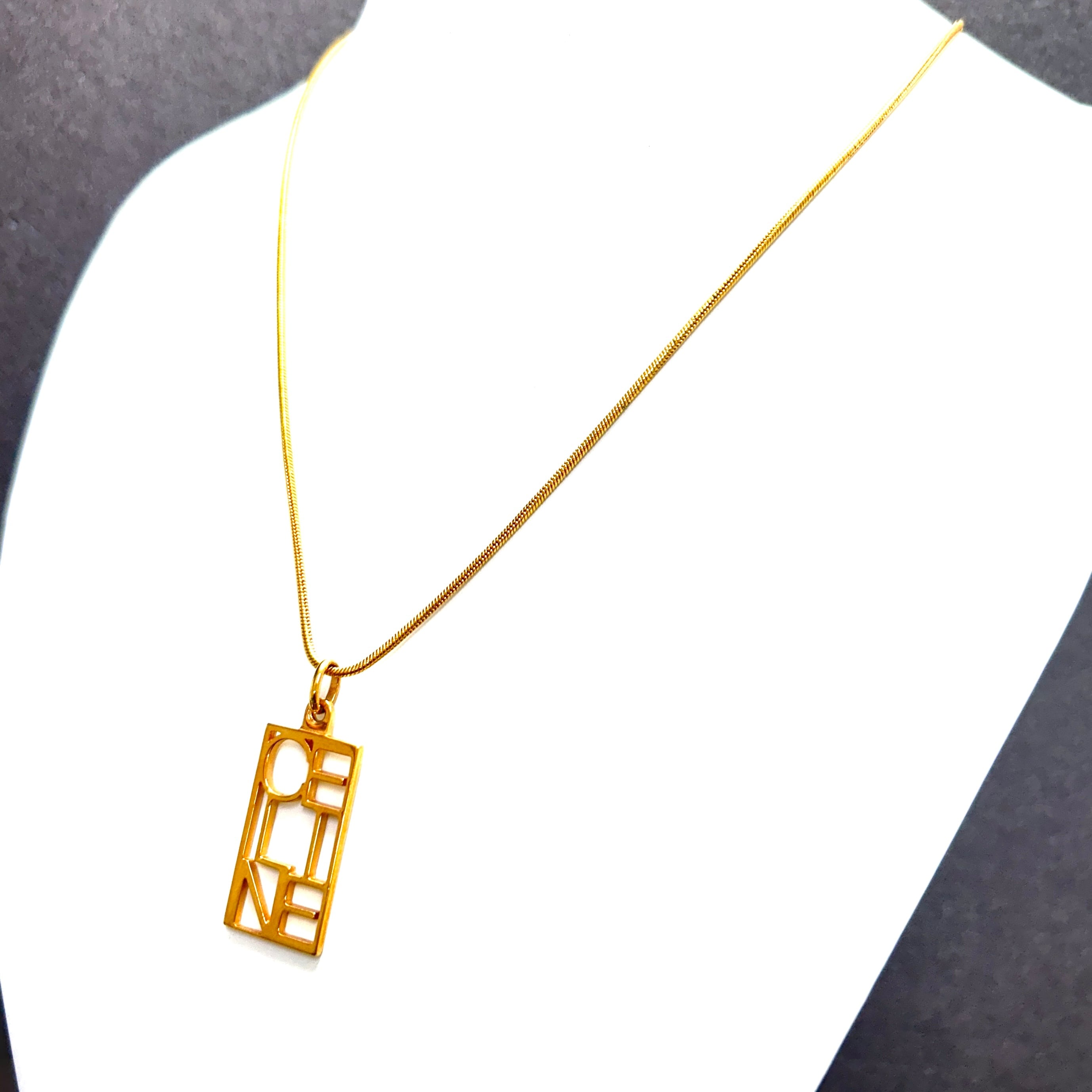 CELINE セリーヌ ブランドロゴ スクエア ネックレス ゴールド vintage