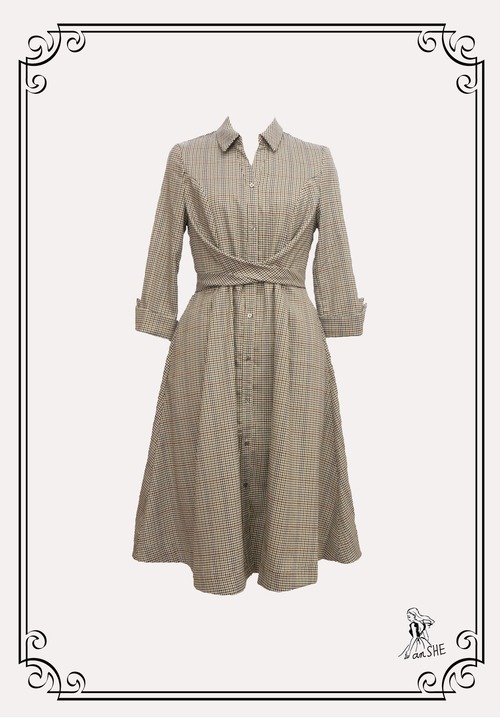 【完売御礼】Waist Wrapped Shirt Dress / ウエストクロス シャツワンピース