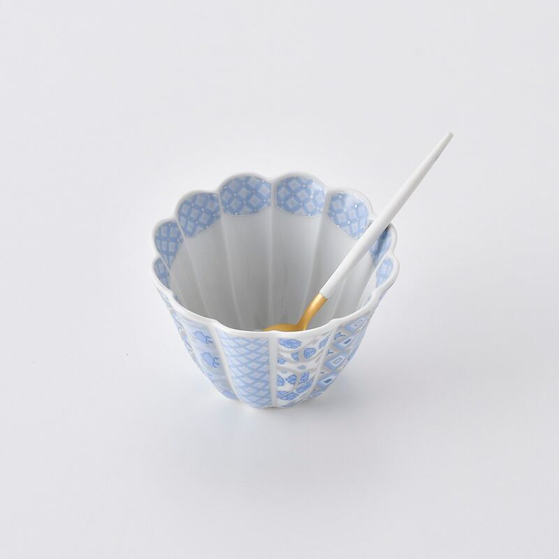 花離宮 ブルー 10㎝ボウル（化粧箱入）【林九郎窯】009318C613