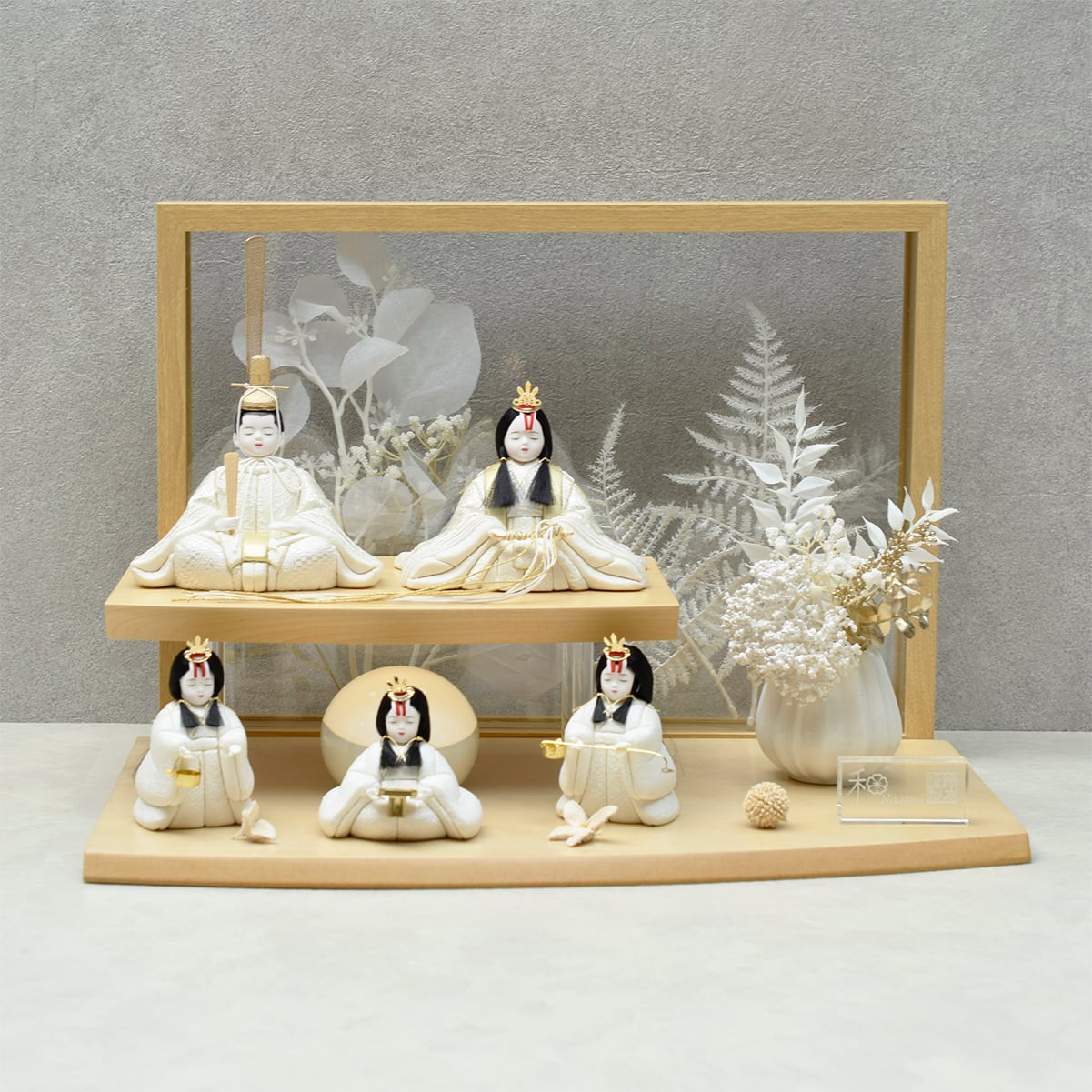 雛人形 木目込人形五人飾り【雪乃】おしゃれ|モダン|コンパクト