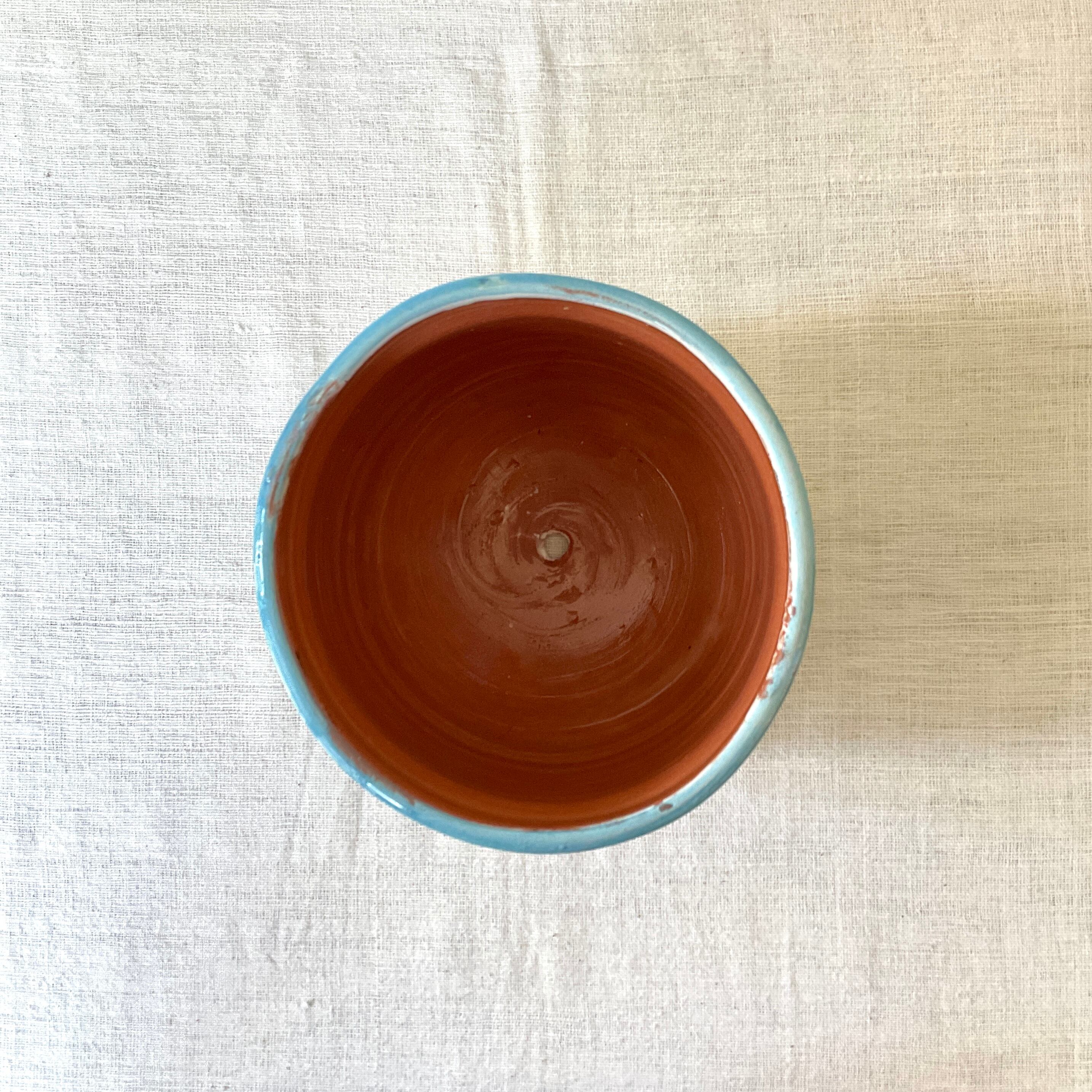 モロッコ陶器】サフィ陶器のプランター(水色・小) | 照明＆エシカル