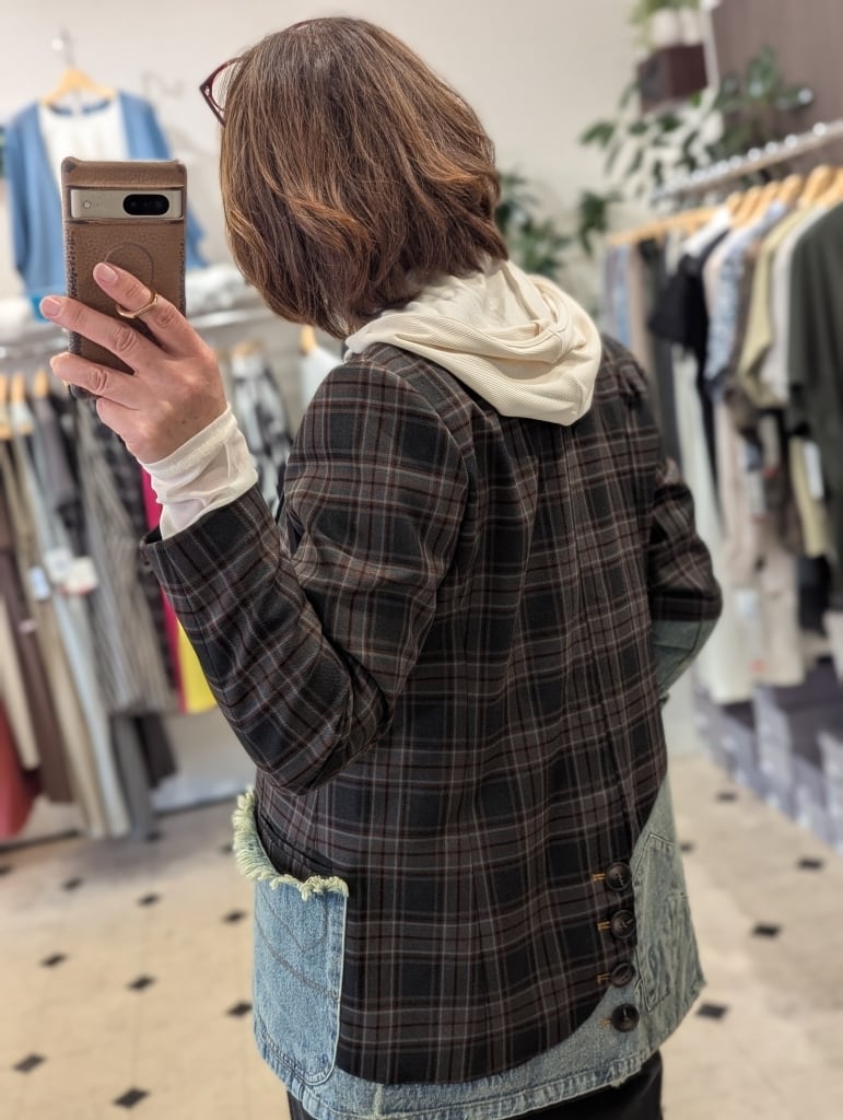 MICALLE MICALLE＞ デニム切り替えチェック柄ジャケット | s.cute