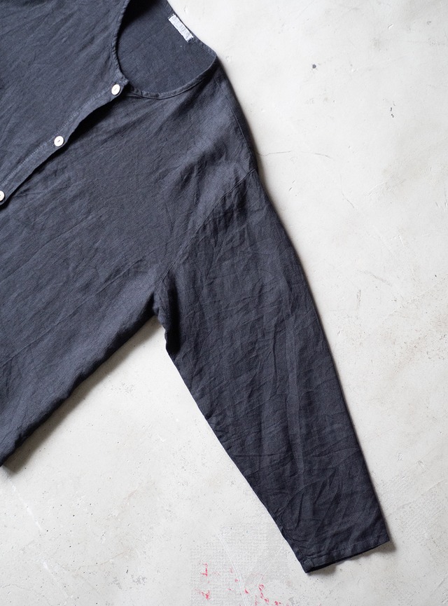 "RUSS BERENS" 1990s Linen no-collor shirt jacket