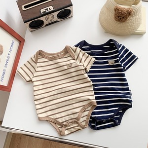【BABY】熊さんボーダーロンパース