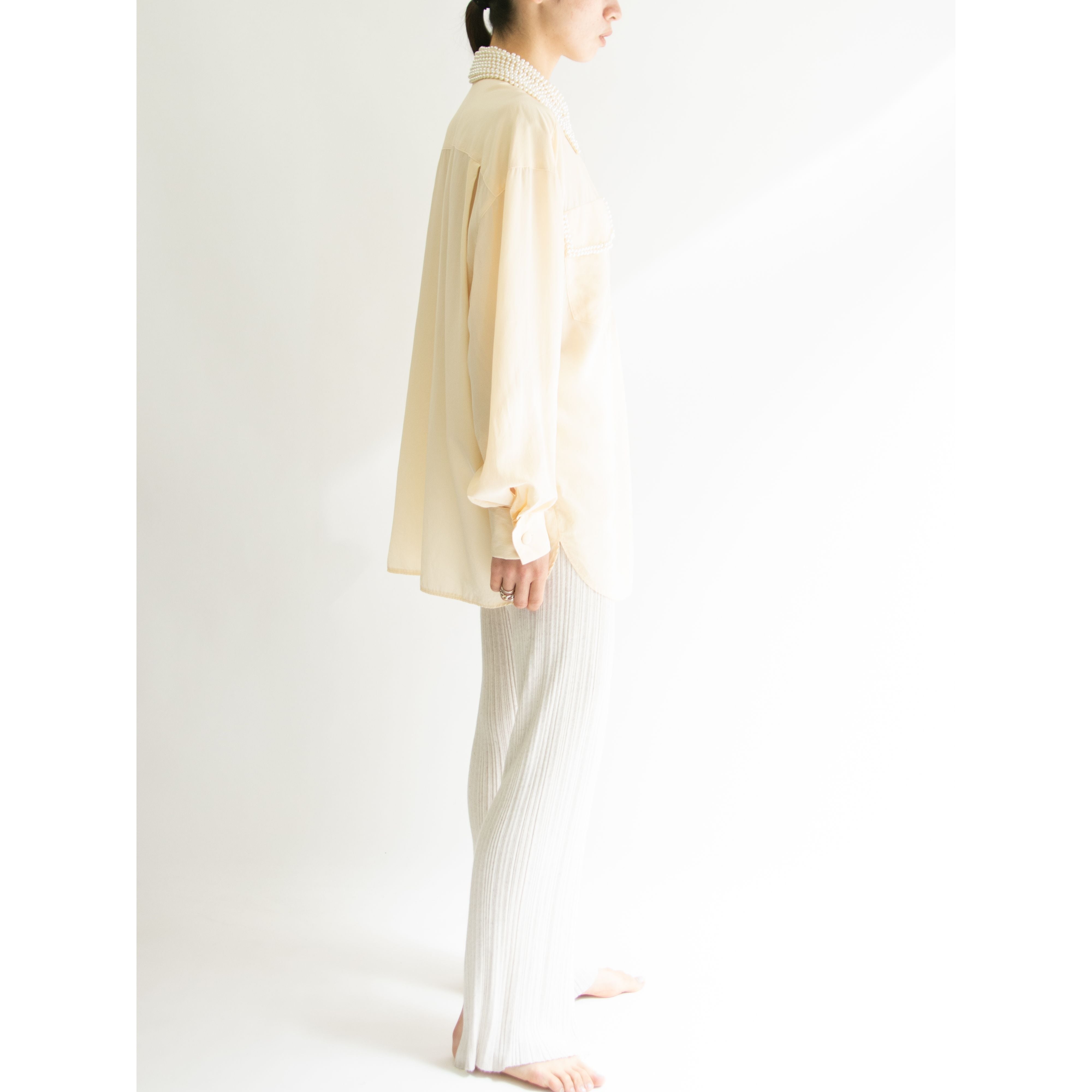 【Laurel ESCADA】100% Silk Oversized Bijou Blouse（ローレルエスカーダ オーバーサイズ シルクビジューブラウス）
