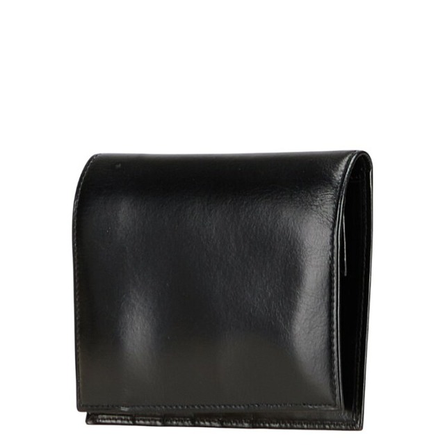 プラダ 三角ロゴプレート 二つ折り財布 M661 ブラック レザー レディース PRADA 【中古】