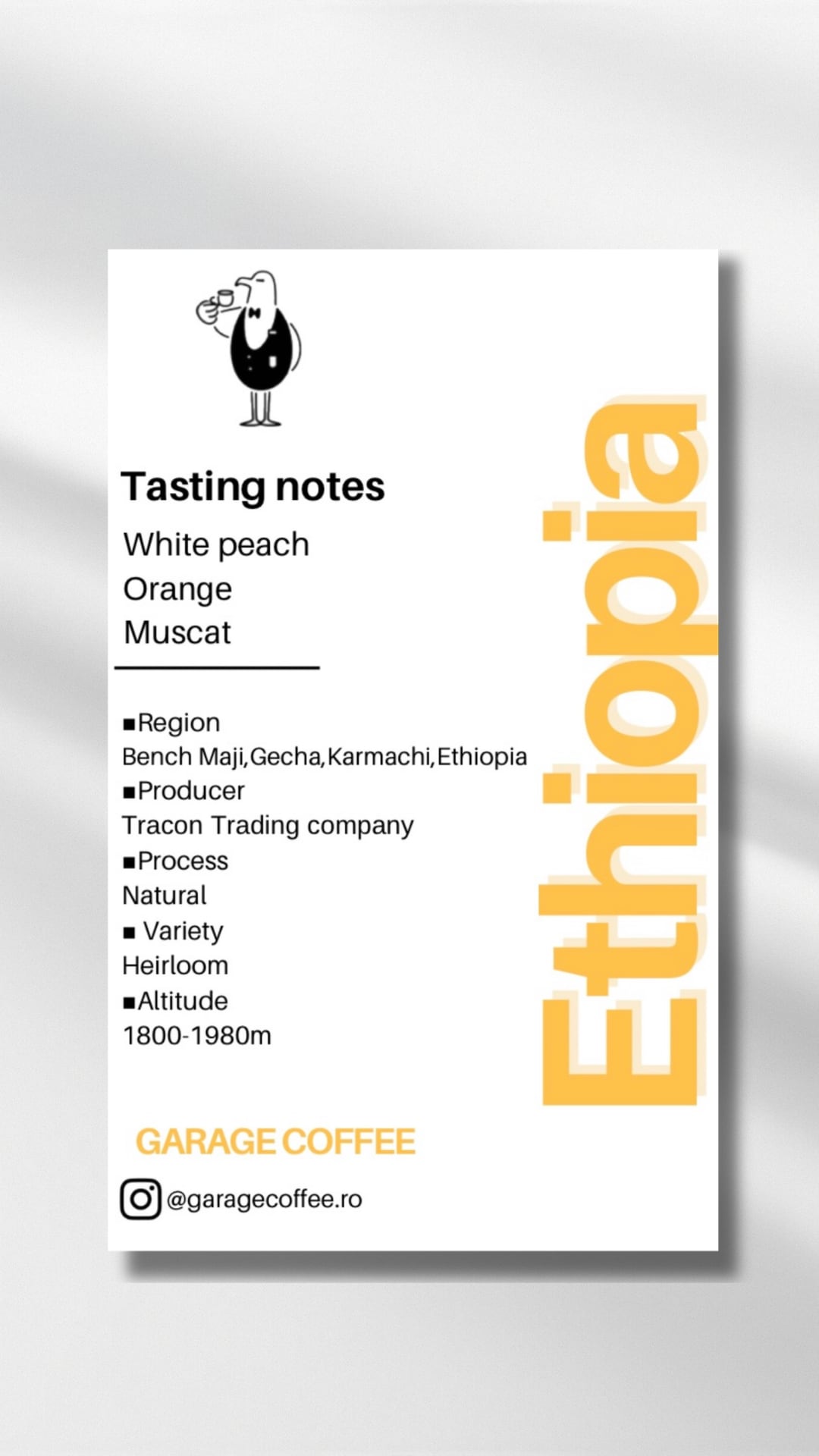 ETHIOPIA  BENCH MAJIG1 GESHA KARMACHI NATURAL100g
