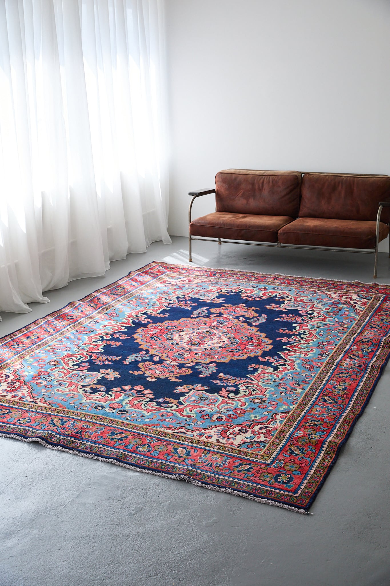 ヴィンテージラグ トライバルラグ バルーチ族(199×103cm)茶・赤・紺・黒