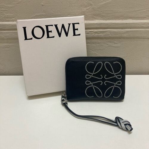 希商 美品　LOEWE ロエベ アナグラム ミニウォレット 箱 コインケース　黒ロエベカードケース