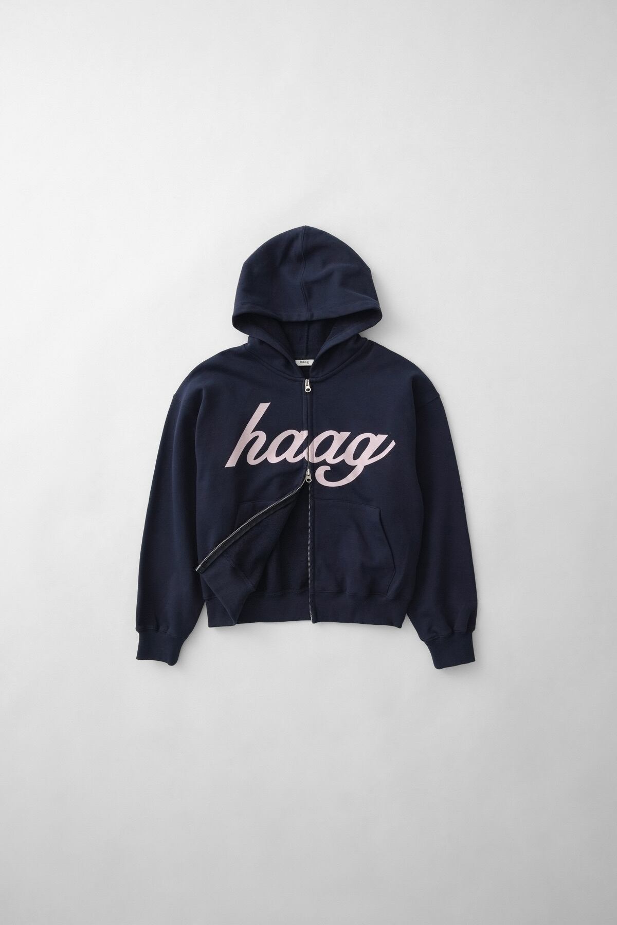 haag ミックスフーディージップアップ　パーカー　ネイビー Haag> a mix hoodie zip-up / navy | cai