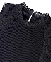 シフォン×レースドッキングブラウス (BLACK) CQ-46108H