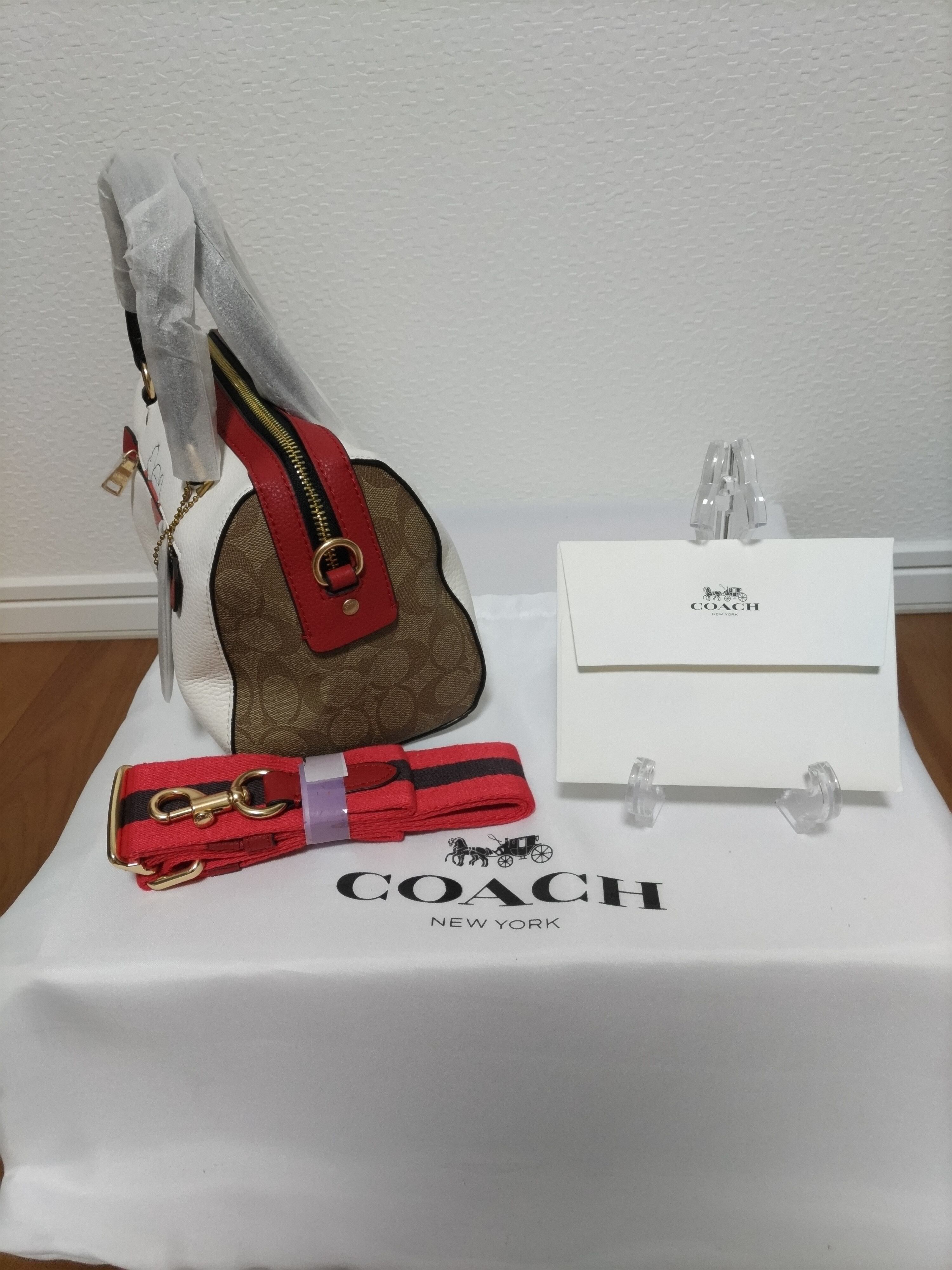 COACH コーチ 2WAY ショルダーバッグ ボストン スヌーピー レザー  