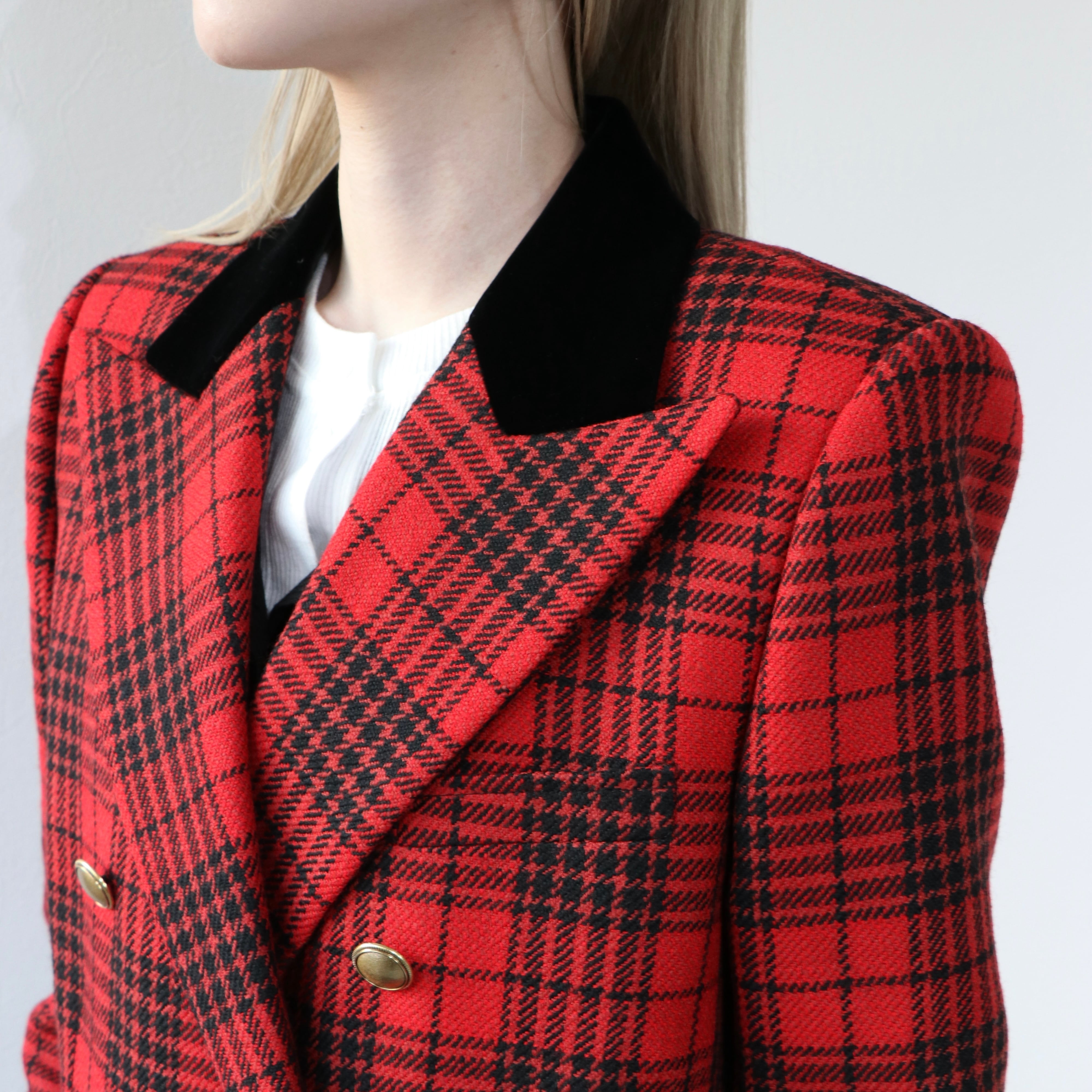 SAINT LAURENT チェック柄 テーラードジャケット SAINT LAURENT Paris ダブルブレストジャケット チェック テーラード
