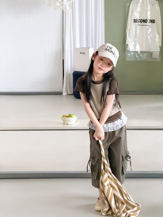 【KID】バイカラー重ね着風レイヤード半袖Tシャツ - 15